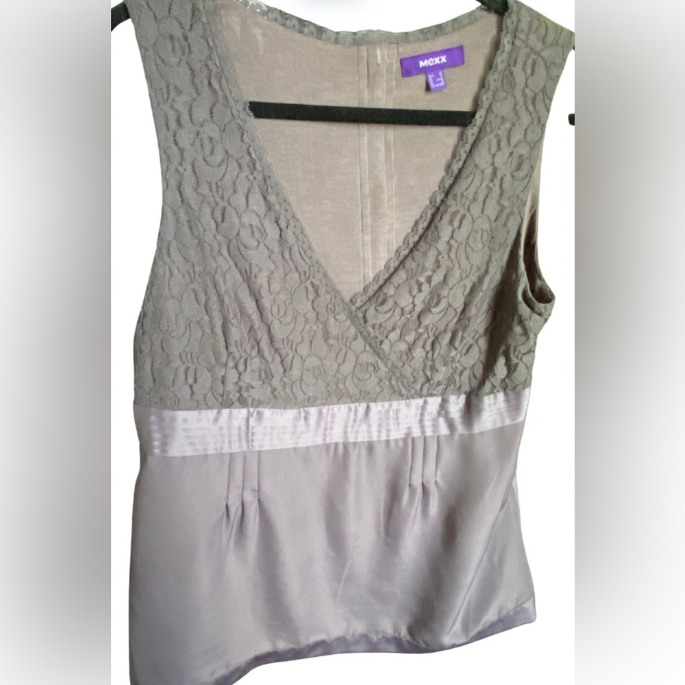 Mexx Purple Gray Lace-Trimmed top
